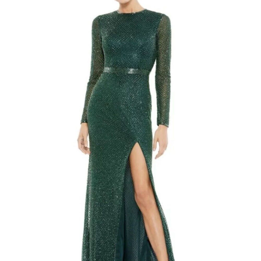Mac Duggal Emerald Long Sleeve Gown